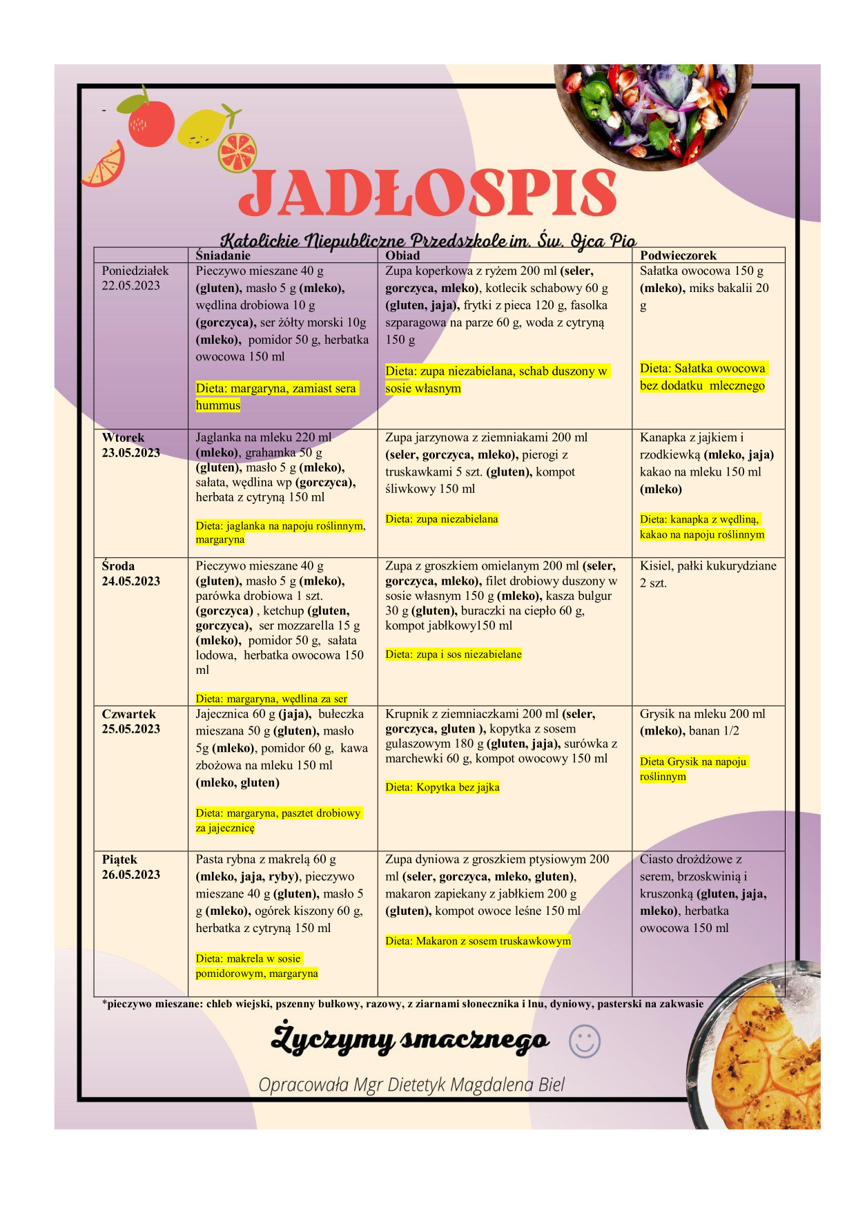 jadlospis 22.05-26.05